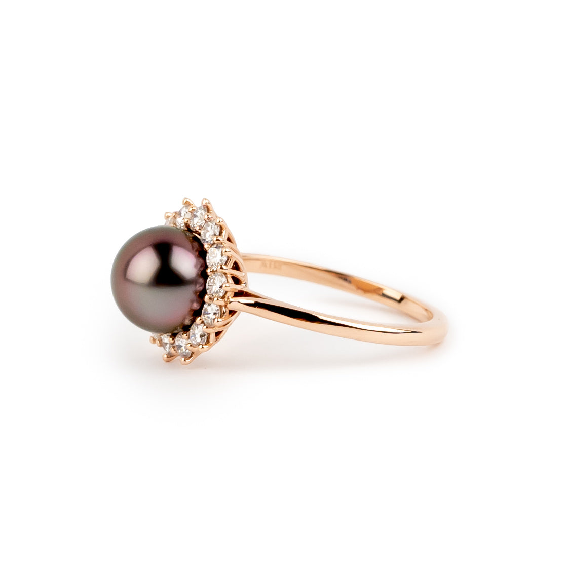 Tahitian Pearl & Diamond Soleil Ring on 14K Rose Gold