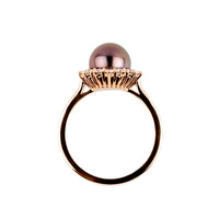 Tahitian Pearl & Diamond Soleil Ring on 14K Rose Gold
