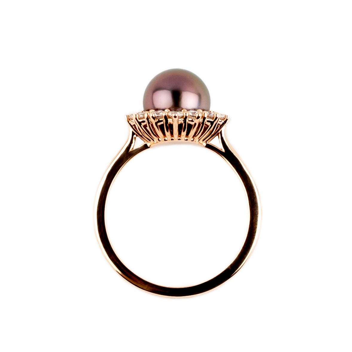 Tahitian Pearl & Diamond Soleil Ring on 14K Rose Gold