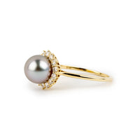 Tahitian Pearl & Diamond Soleil Ring on 14K Yellow Gold