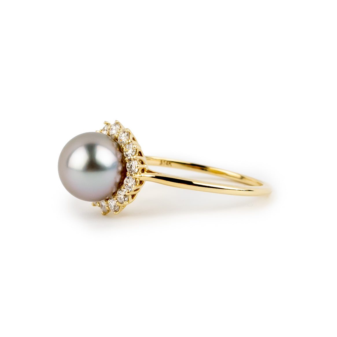 Tahitian Pearl & Diamond Soleil Ring on 14K Yellow Gold