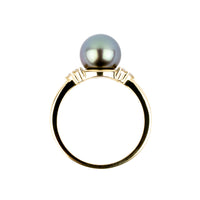 Tahitian Pearl & Diamond Toru Ring on 14K Yellow Gold