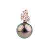 Aubergine Green Tahitian Pearl & Diamond Asteria Pendant or Necklace on 14K Rose Gold