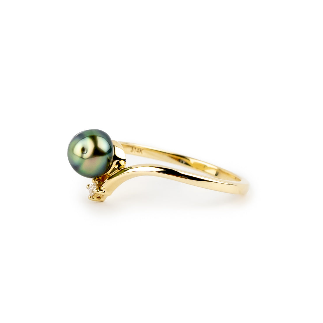 Tahitian Keshi Pearl & Diamond Sunrise Ring