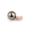 Aubergine Green Tahitian Pearl & Diamond Asteria Pendant or Necklace on 14K Rose Gold