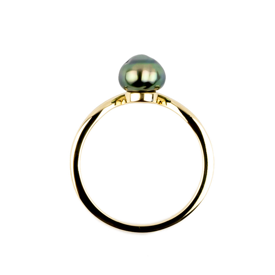 Tahitian Keshi Pearl & Diamond Sunrise Ring