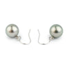 Silvery Pink-Green Tahitian Pearl Dangle Earrings on 14K White Gold