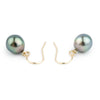 Multi-Colorful Drop Tahitian Pearl Dangle Earrings on 14K Yellow Gold