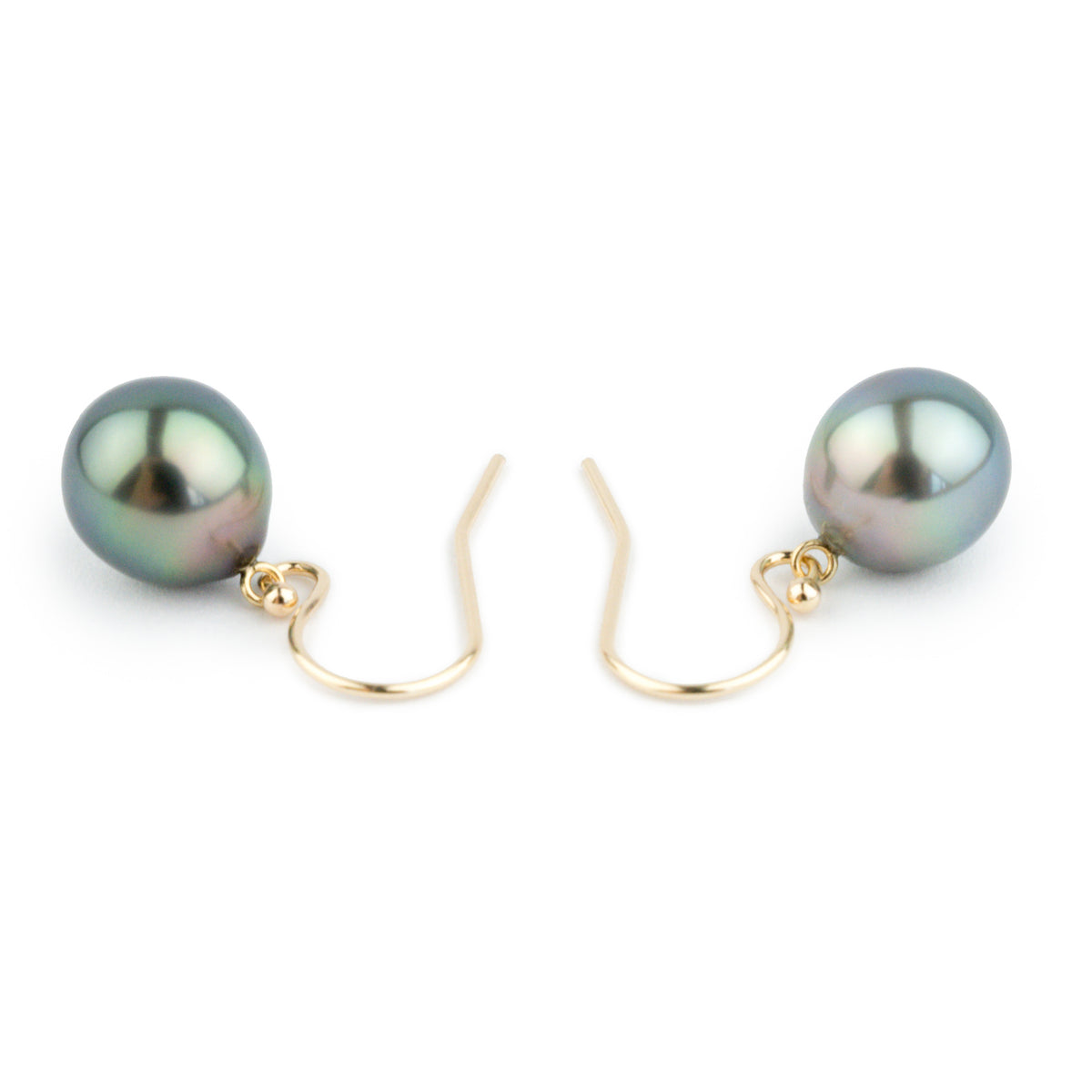 Multi-Colorful Drop Tahitian Pearl Dangle Earrings on 14K Yellow Gold