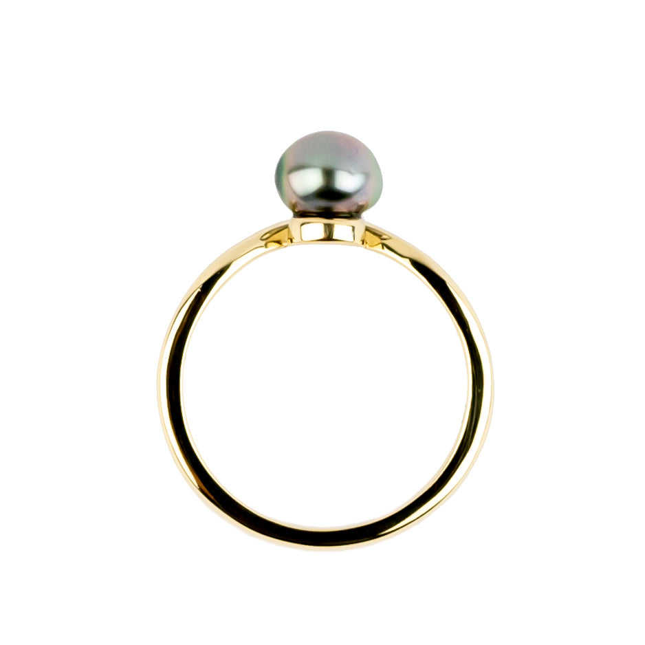 Tahitian Keshi Pearl & Diamond Sunrise Ring