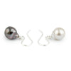 Black & White Baroque Drop Tahitian Pearl Dangles on Sterling Silver