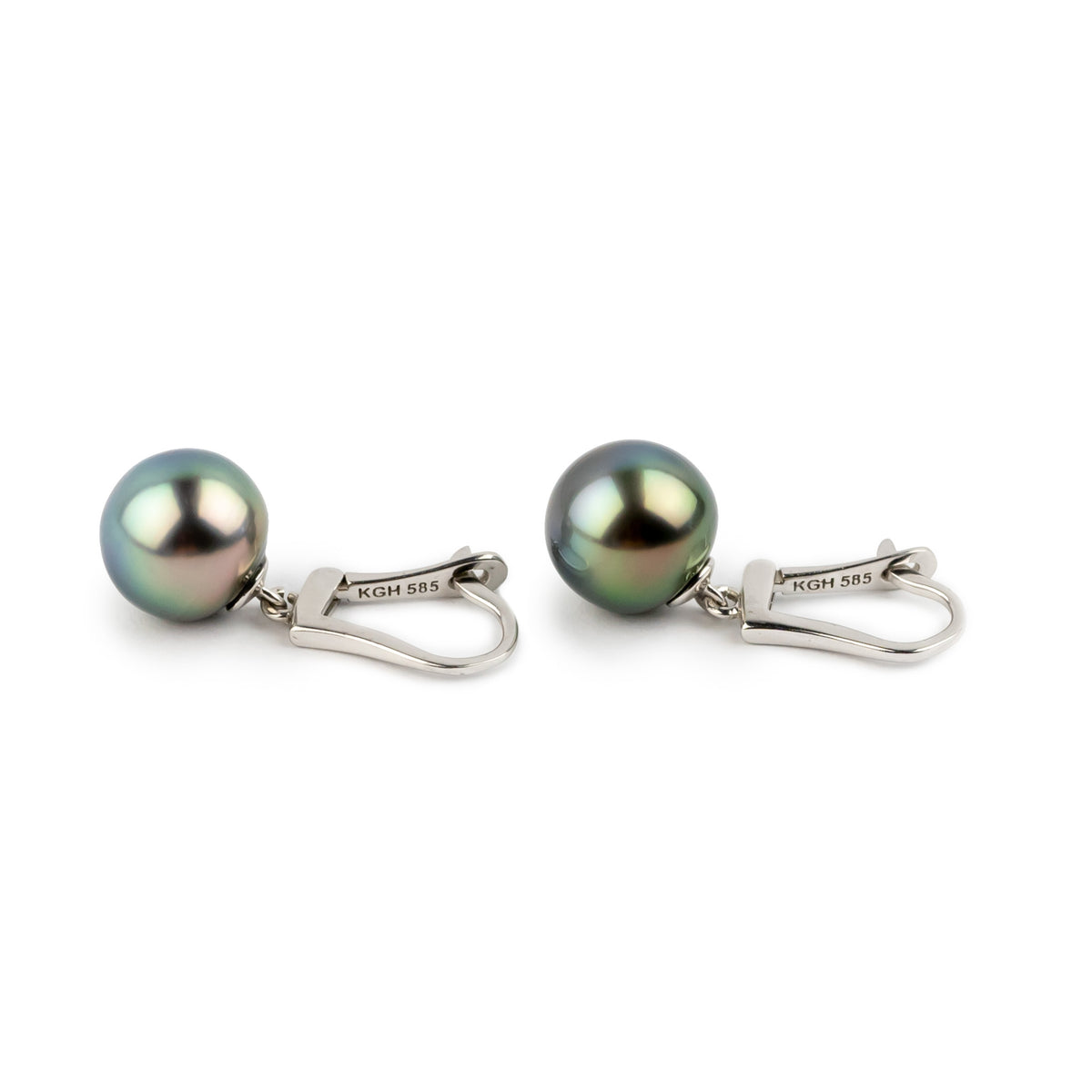 Flashy Pink 9.5mm Tahitian Pearl Lever Back Earrings on 14K White Gold