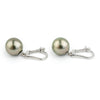Golden Pink-Green 10.2mm Tahitian Pearl Lever Back Earrings on 14K White Gold