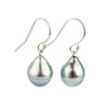 Rainbow Drop Tahitian Pearl Dangle Earrings on 14K White Gold
