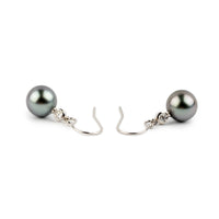 Tahitian Pearl & Diamond Aurora French Hook Earrings on 14K White Gold