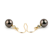 Tahitian Pearl & Diamond Aurora French Hook Earrings on 14K Yellow Gold