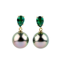 Tahitian Pearl & Emerald Sirène Earrings