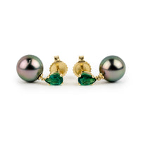 Tahitian Pearl & Emerald Sirène Earrings