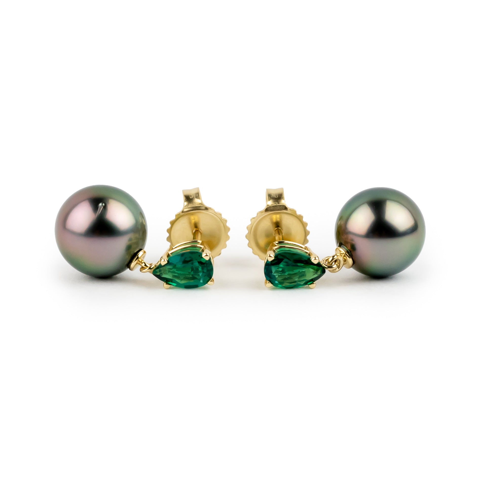 Tahitian Pearl & Emerald Sirène Earrings