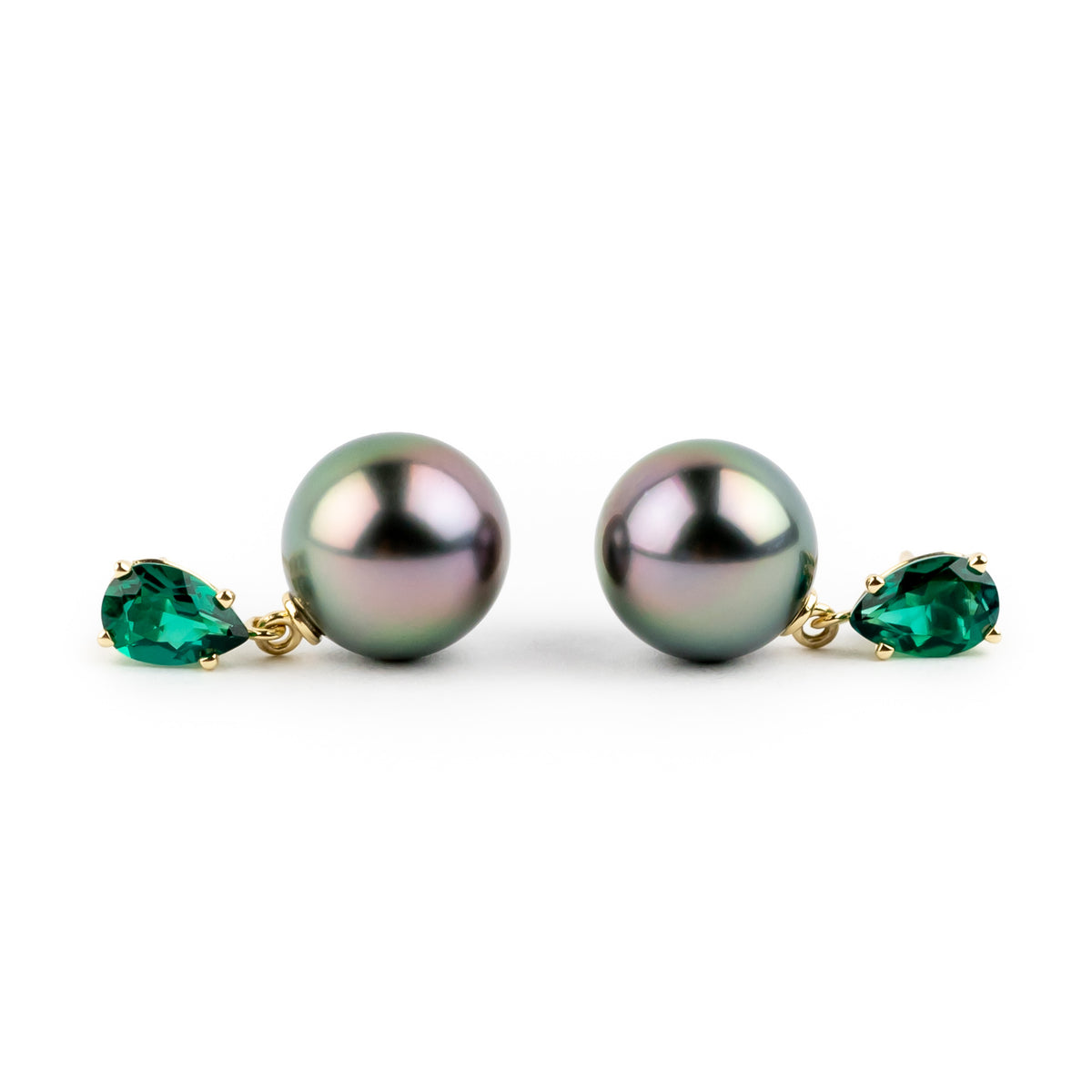 Tahitian Pearl & Emerald Sirène Earrings