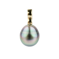 Pink Rainbow 10.5mm Drop Tahitian Pearl Infinity Pendant on 14K Yellow Gold