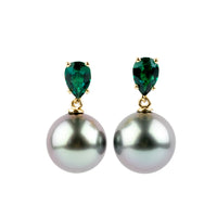 Tahitian Pearl & Emerald Sirène Earrings