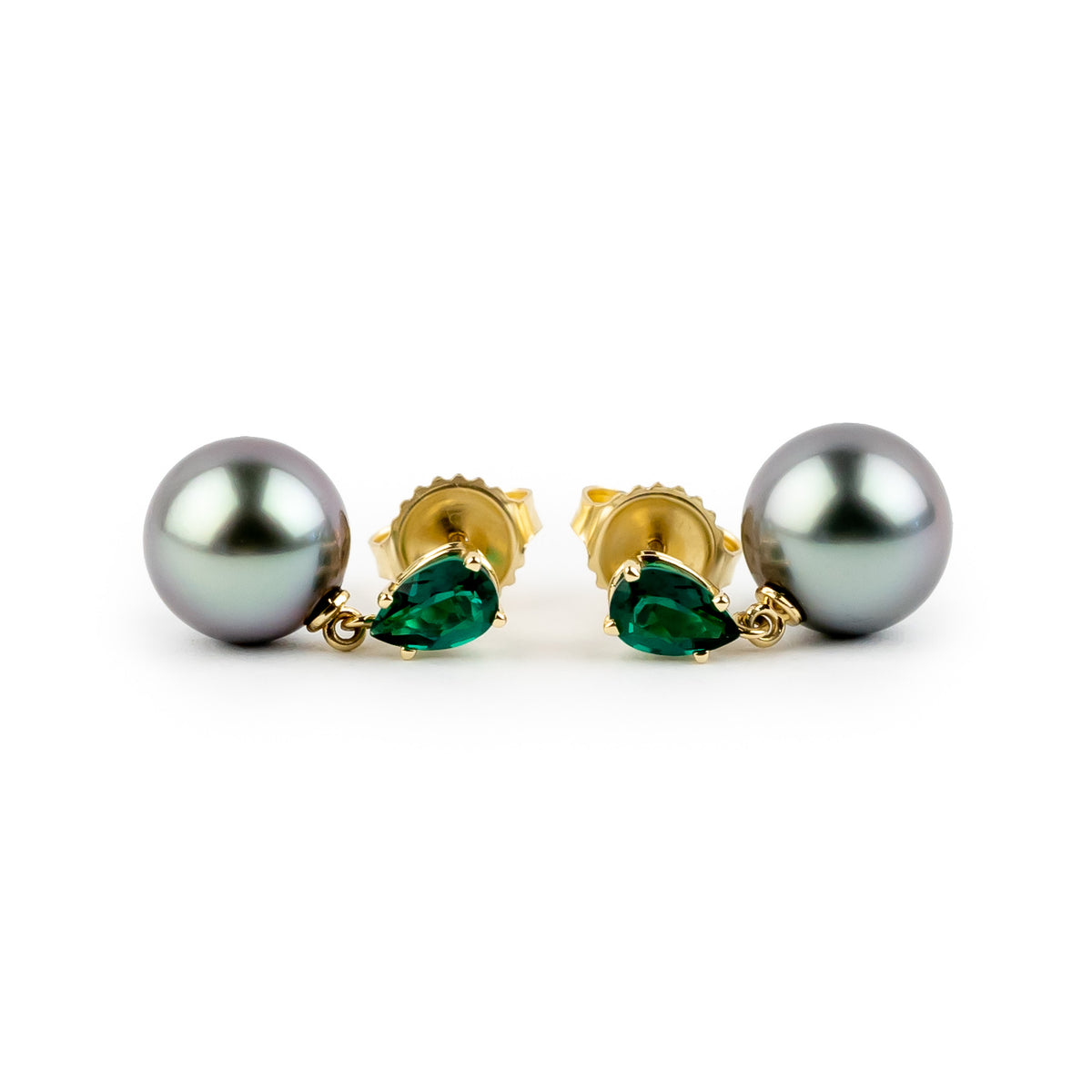 Tahitian Pearl & Emerald Sirène Earrings