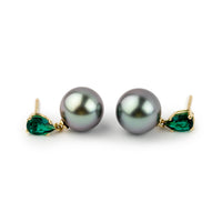 Tahitian Pearl & Emerald Sirène Earrings