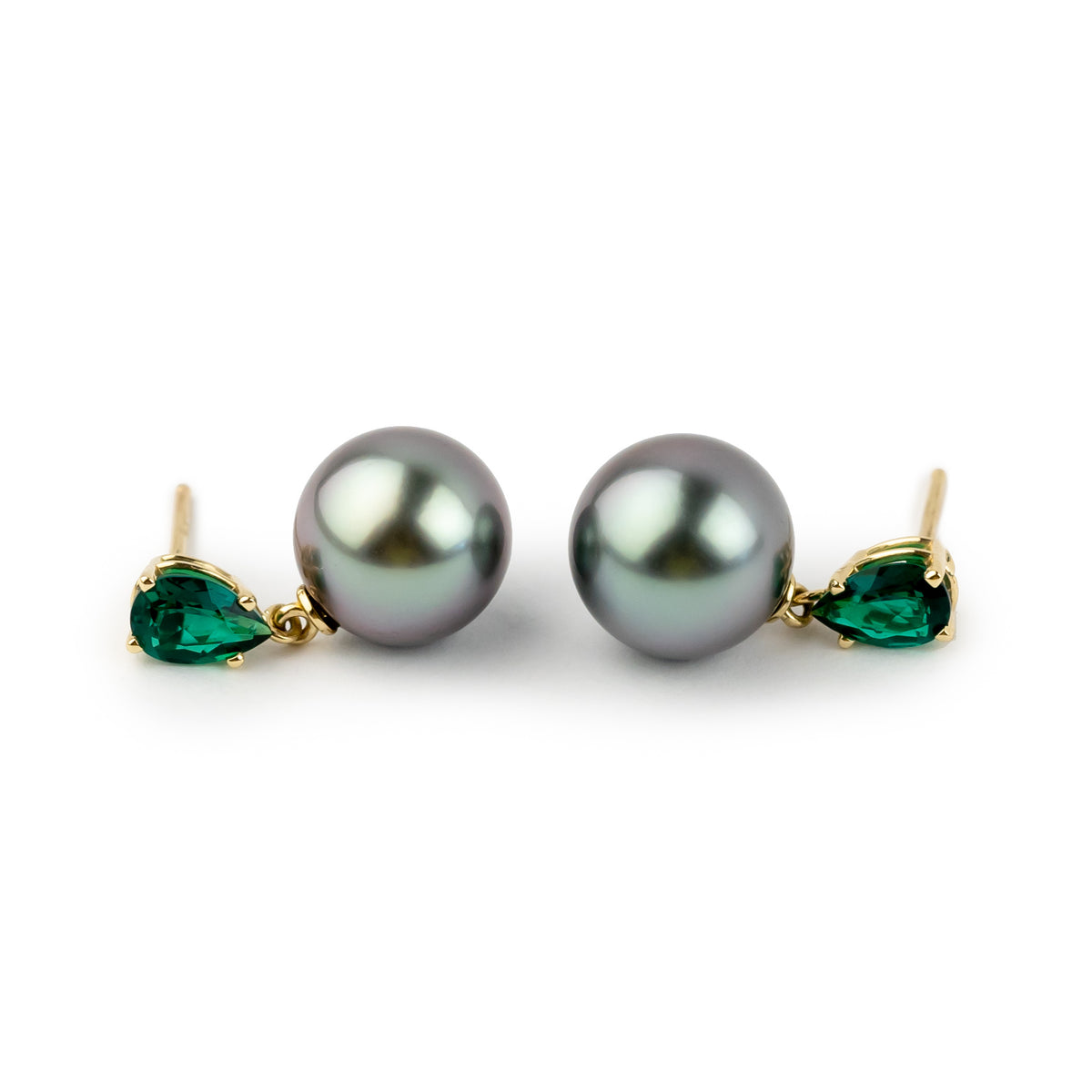 Tahitian Pearl & Emerald Sirène Earrings