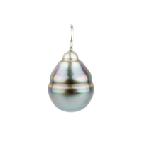 Blue-Pink Circled 10.5mm Tahitian Pearl Pendant on Sterling Silver