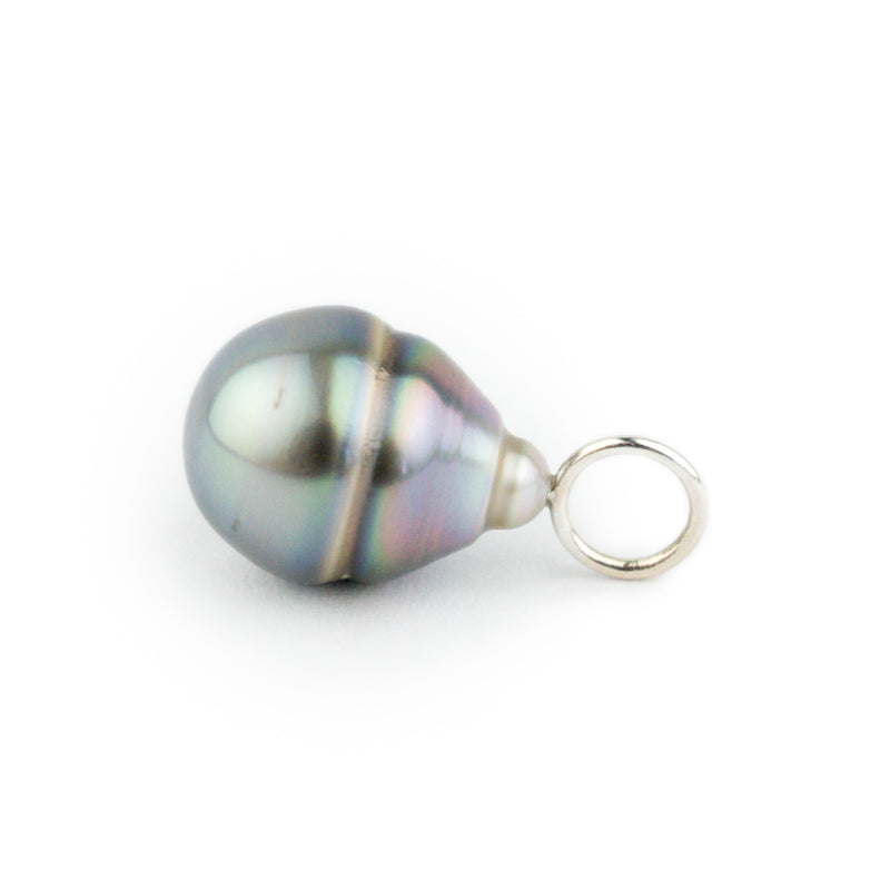 Blue-Pink Circled 10.5mm Tahitian Pearl Pendant on Sterling Silver