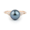 Tahitian Pearl & Diamond Toru Ring on 14K Rose Gold