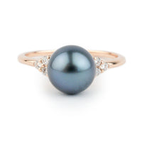 Tahitian Pearl & Diamond Toru Ring on 14K Rose Gold