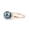 Tahitian Pearl & Diamond Toru Ring on 14K Rose Gold