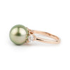 Tahitian Pearl & Diamond Bisou Ring on 14K Rose Gold