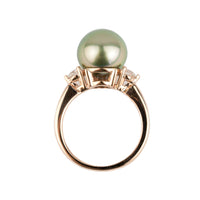Tahitian Pearl & Diamond Bisou Ring on 14K Rose Gold