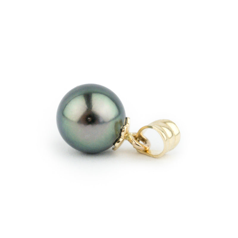 Petite Blue-Green Peacock 8.5mm Tahitian Pearl Pendant