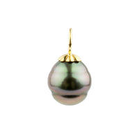 Multi-Colorful Circled 10.2mm Tahitian Pearl Pendant on Gold Filled