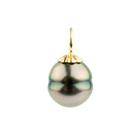 Golden Pink Peacock Circled 10mm Tahitian Pearl Pendant on Gold Filled