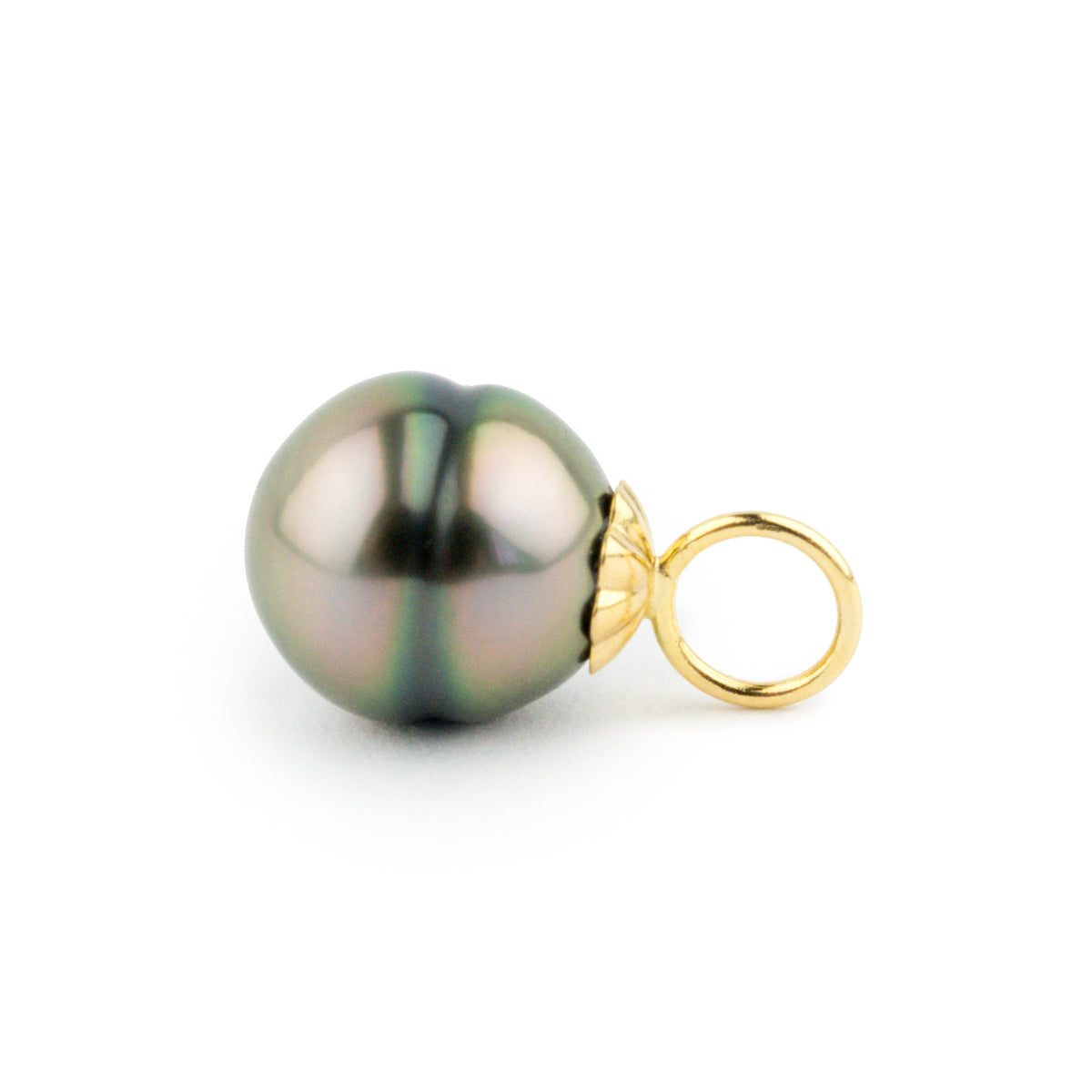 Golden Pink Peacock Circled 10mm Tahitian Pearl Pendant on Gold Filled