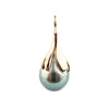 Bright Blue 9.4mm Rainbow Drop Tahitian Pearl Pendant on 14K Rose Gold