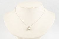 Iridescent Lavender Blue Tahitian Pearl & Diamond Hoa Necklace on 14K White Gold