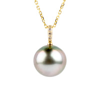 Plumeria Pink Tahitian Pearl & Diamond Éclat Necklace on 14KYG