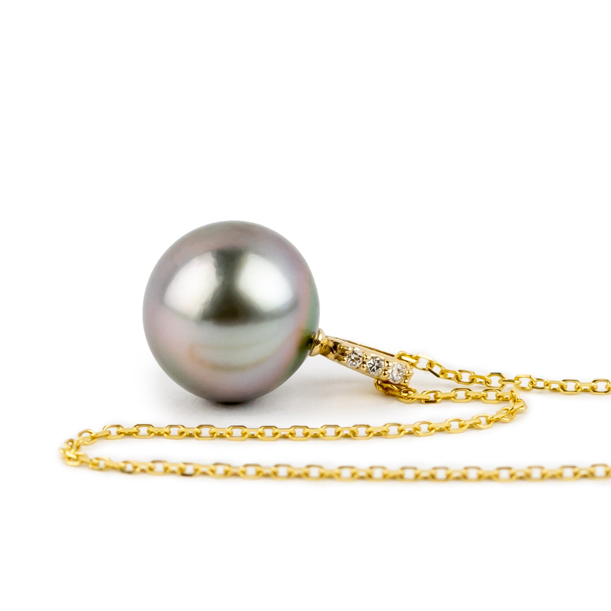 Plumeria Pink Tahitian Pearl & Diamond Éclat Necklace on 14KYG
