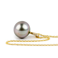 Plumeria Pink Tahitian Pearl & Diamond Éclat Necklace on 14KYG