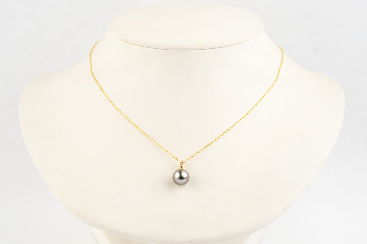 Plumeria Pink Tahitian Pearl & Diamond Éclat Necklace on 14KYG