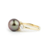 Tahitian Pearl & Diamond Bisou Ring on 14K Yellow Gold