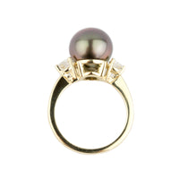 Tahitian Pearl & Diamond Bisou Ring on 14K Yellow Gold