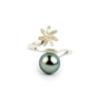 Tiaré Sterling Silver Tahitian Pearl Ring