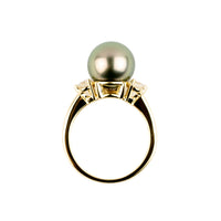 Custom Tahitian Pearl & Diamond Bisou Ring Sizes 5 to 9